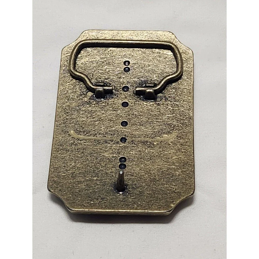 Brass Belt Buckle With Beautifully Designed Leather Inlay